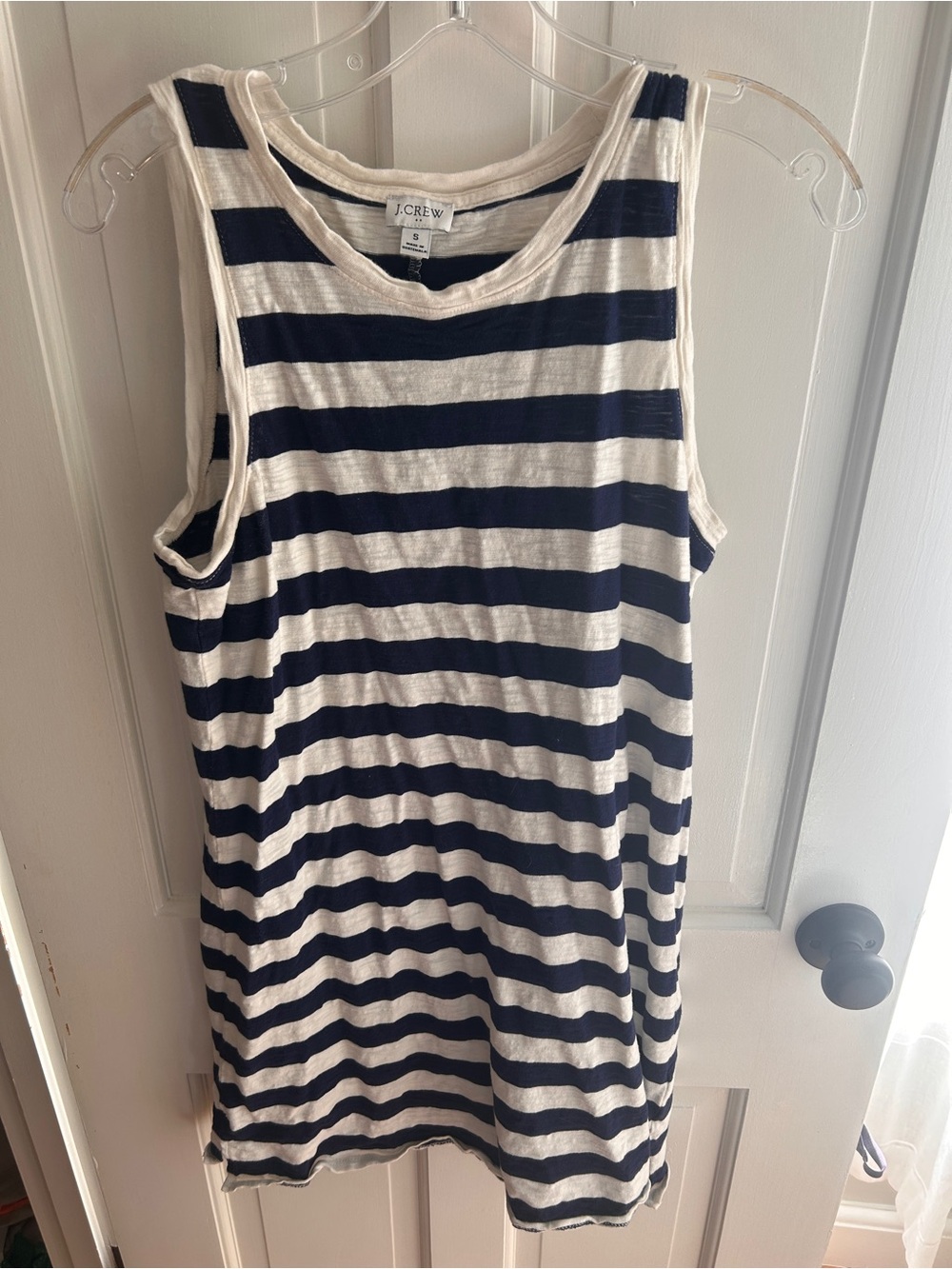 J. Crew Navy and White Striped Sleeveless Mini Dress